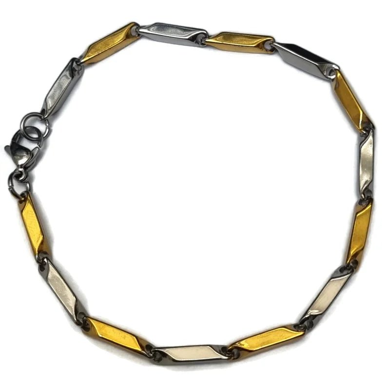 Stalen Bamboo Schakel Armband - Unisex