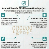 Zilveren Oorringetjes Set met Goudbedel -