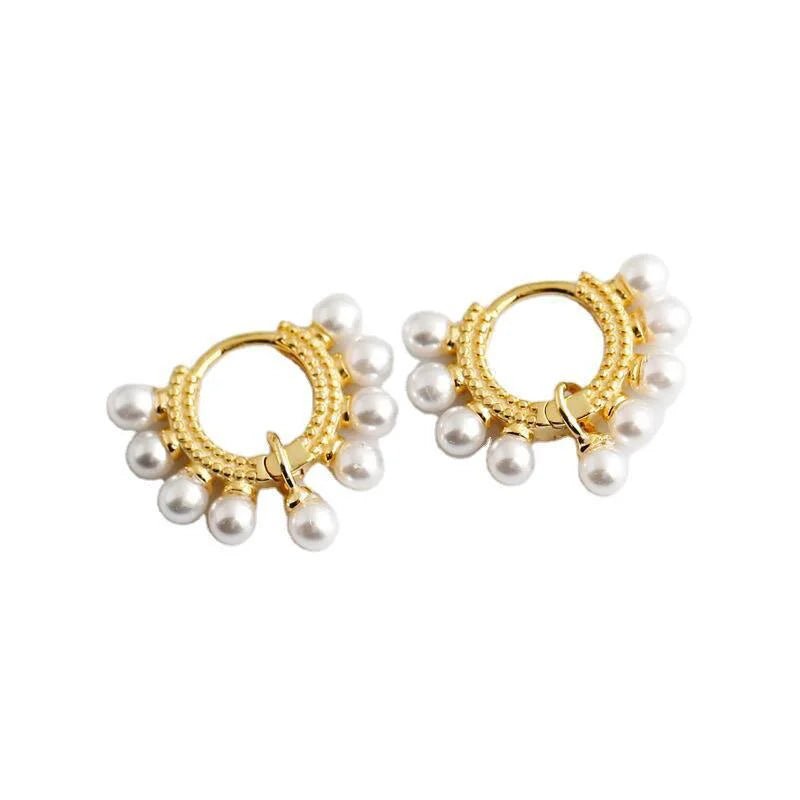 925 Zilveren Goudvergulde Parel Oorringen 10mm - Elegante Hoepels -