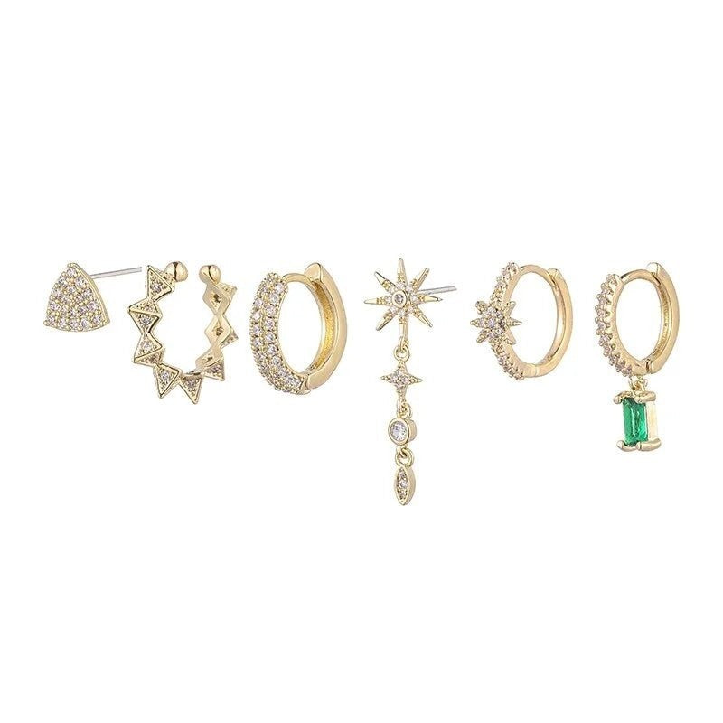 Oorbellen Set: Groene en Transparante Accenten -