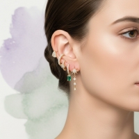 Oorbellen Set: Groene en Transparante Accenten -