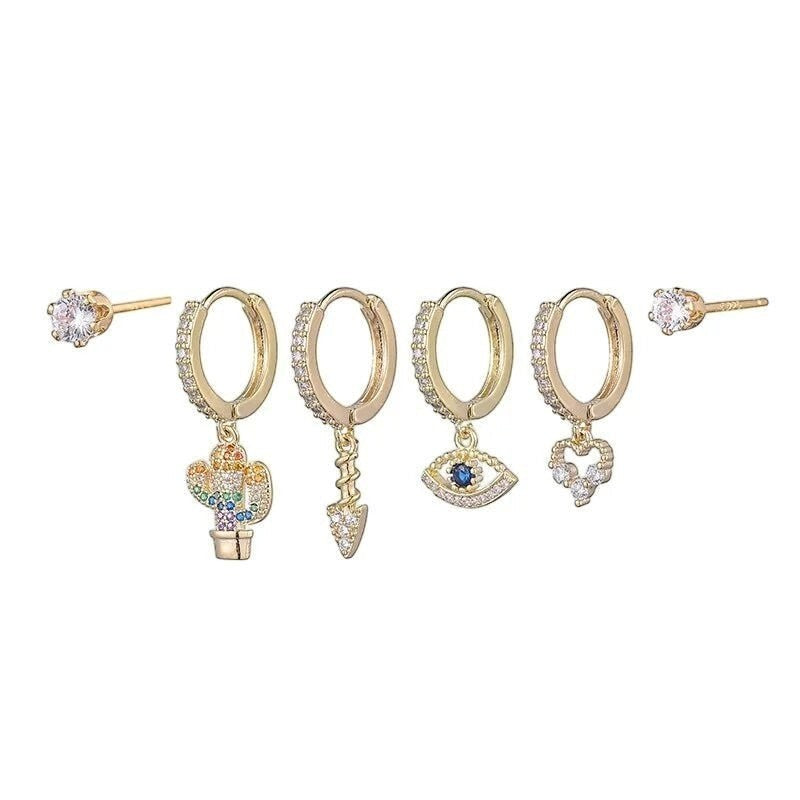 Goudkleurige Oorbellen Set vrouw -