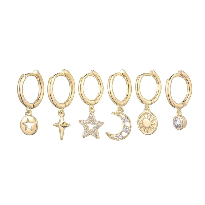Zilveren Oorringetjes met Gouden Plating - Set van 6 -