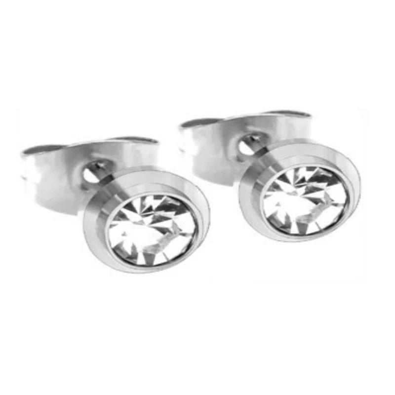 Prachtige 6mm Stalen Oorbellen met steen -