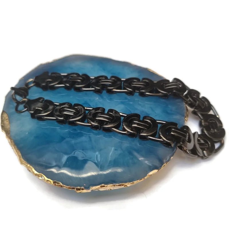 Stoere Zwarte Koningsschakel Armband 23 Cm