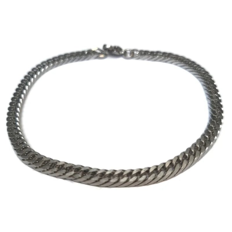Stoere Afgevlakte Gourmet Armband in Staal - Heren