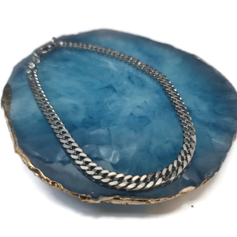 Stoere Afgevlakte Gourmet Armband in Staal - Heren