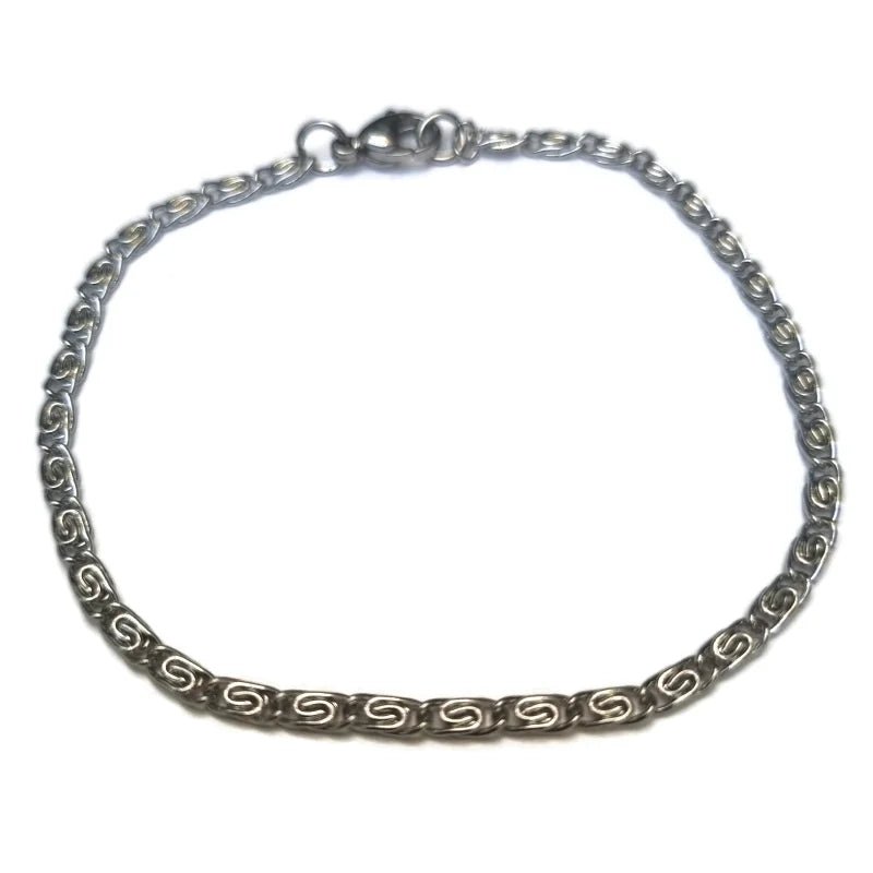 Stoere Griekse Schakel Armband RVS- 20cm - Unisex