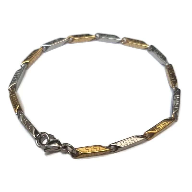 Stalen Grieks Motief Schakel Armband - 22cm - Unisex