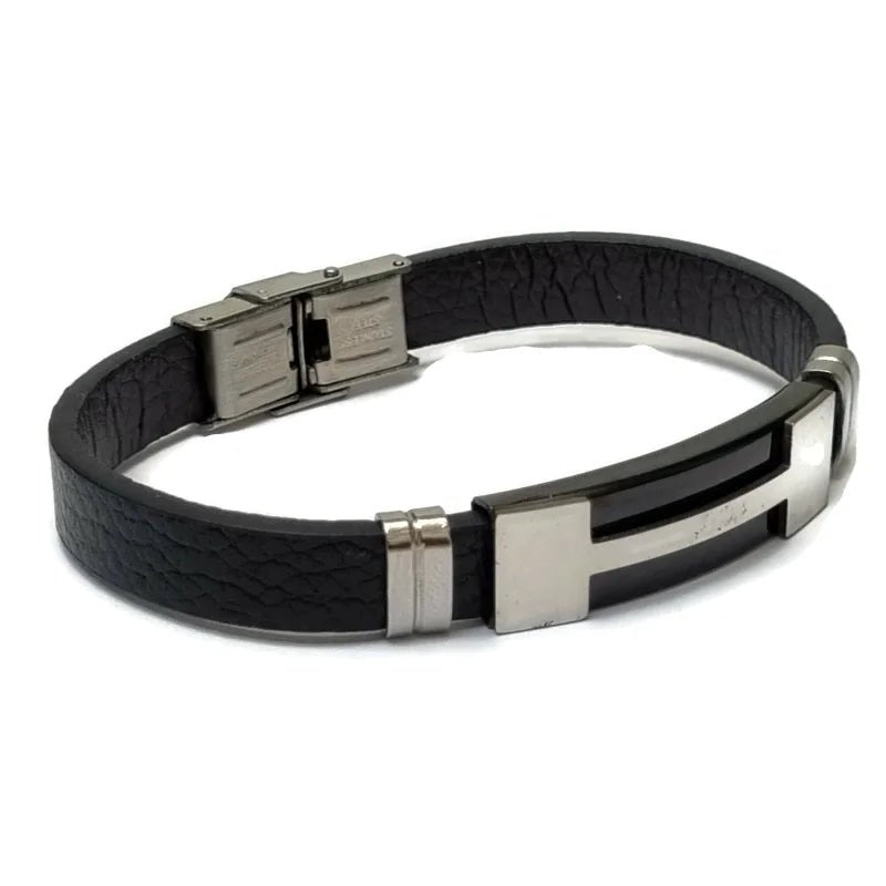 Stoere Leren Armband met Streep (nl)