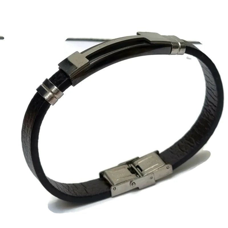 Stoere Leren Armband met Streep (nl)