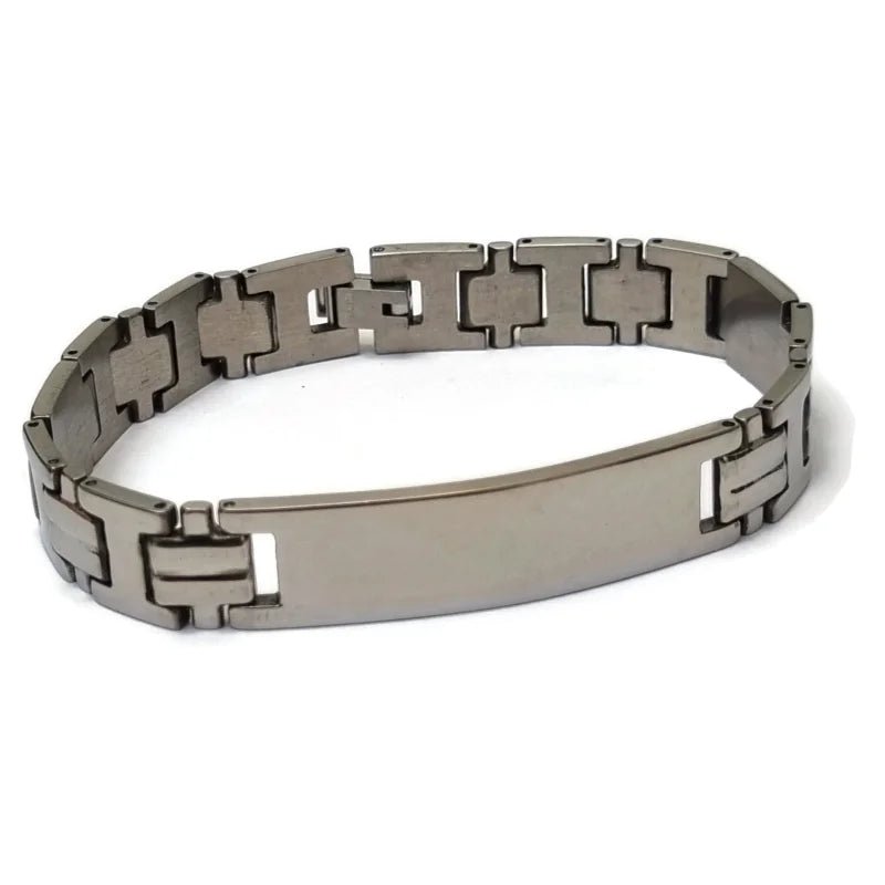 Zilverkleurige Stalen Plaatarmband - 21cm 12mm - Heren