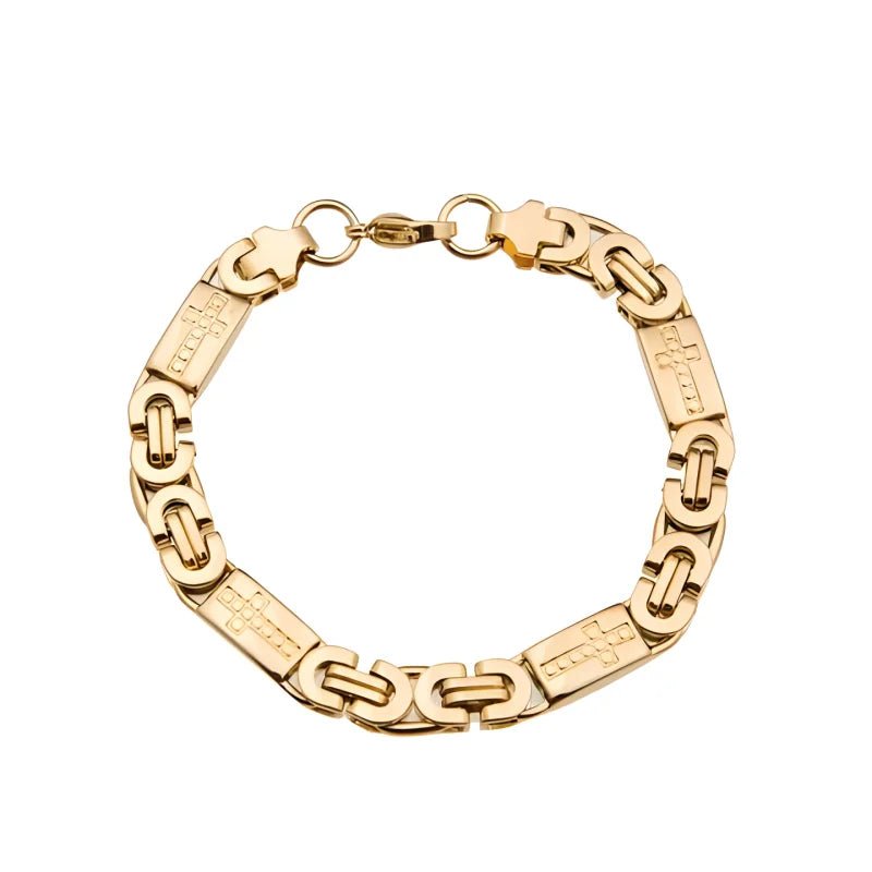 RVS Konings Schakel Armband met Kruisjes