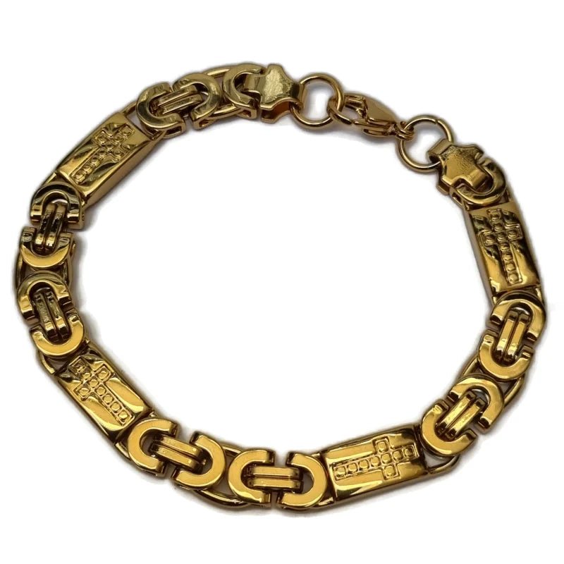 RVS Konings Schakel Armband met Kruisjes