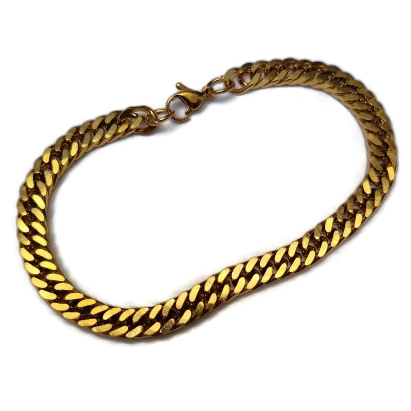 RVS Dubbele Gourmet Armband goudkleur