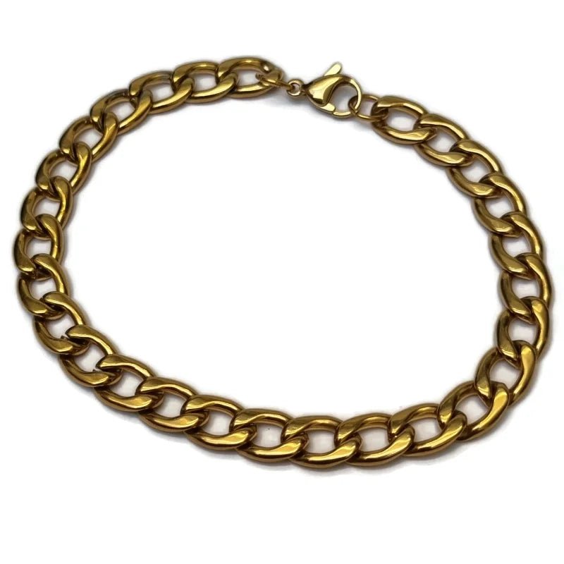 Stalen Gourmet Schakel Armband goudkleurig - Unisex