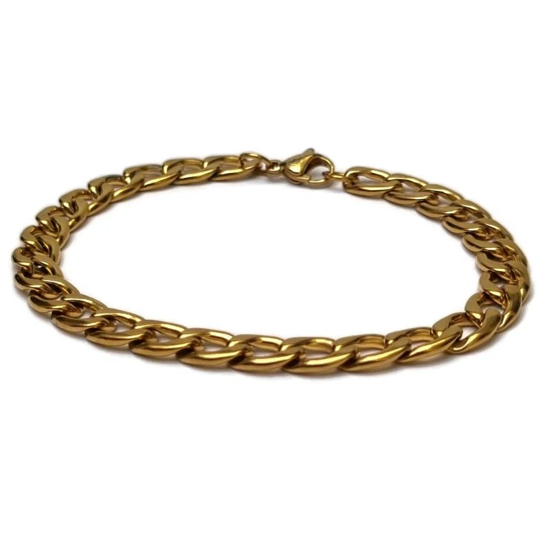 Stalen Gourmet Schakel Armband goudkleurig - Unisex