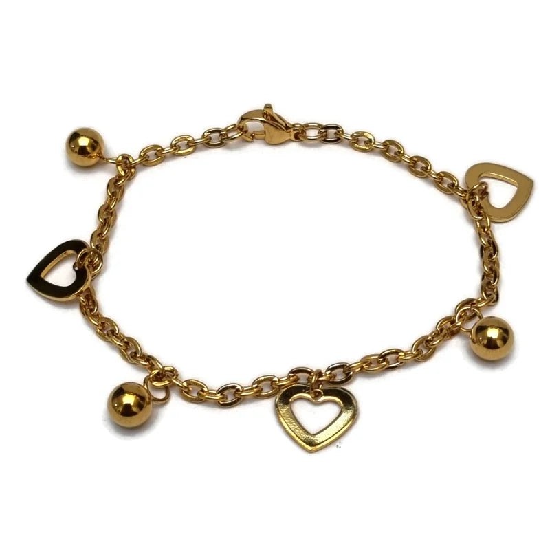 Stalen Bedelarmband met Hartjes - Dames