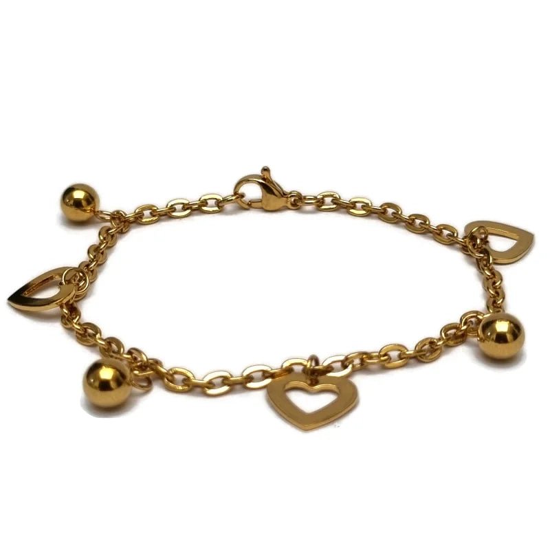 Stalen Bedelarmband met Hartjes - Dames