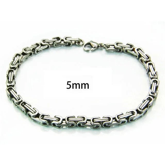 Zilverkleurige Konings Schakel Armband - Plat Design - Heren