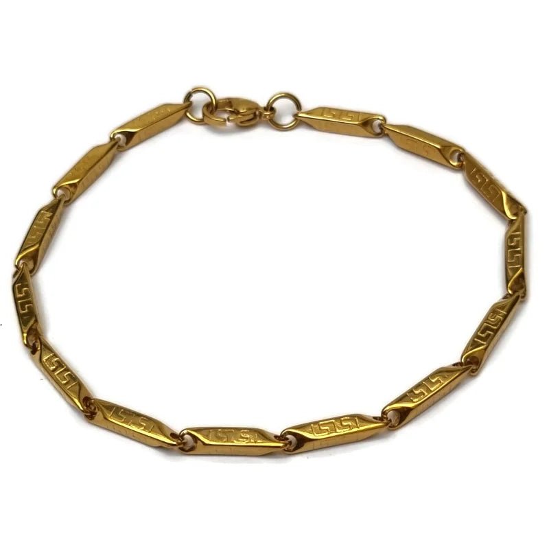 RVS Schakel Armband Grieks Motief goudkleur - Unisex