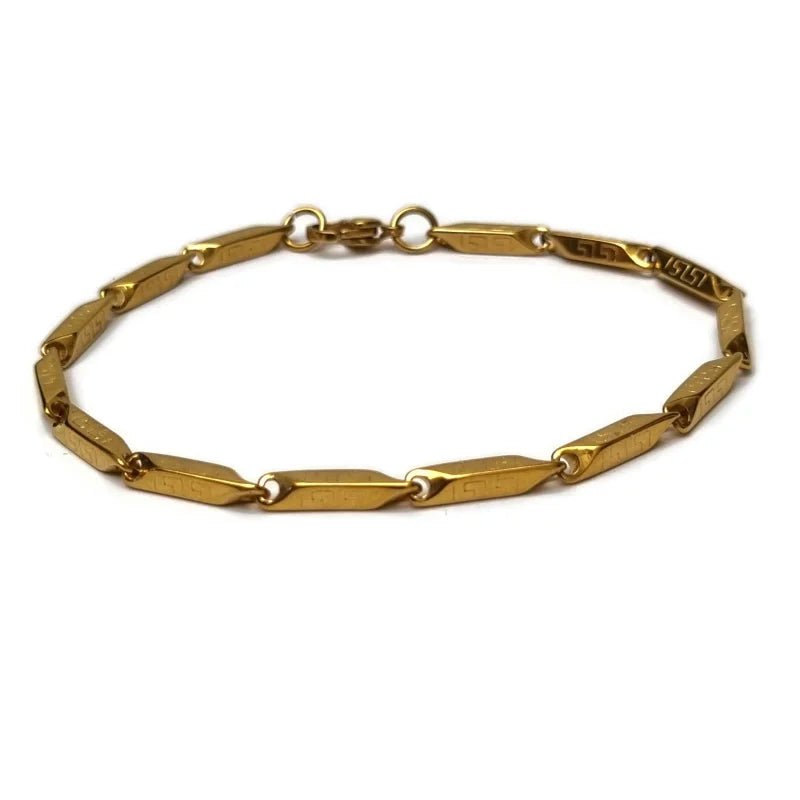 RVS Schakel Armband Grieks Motief goudkleur - Unisex