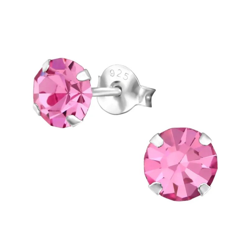 925 zilveren Roze Kristal Oorbellen -