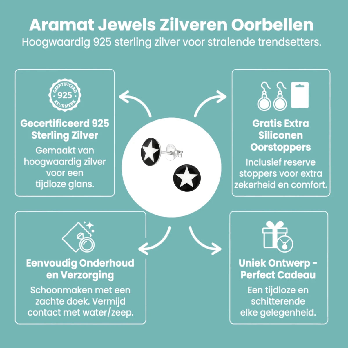 Zilveren Ster Oorbellen - Aramat Jewels Set -