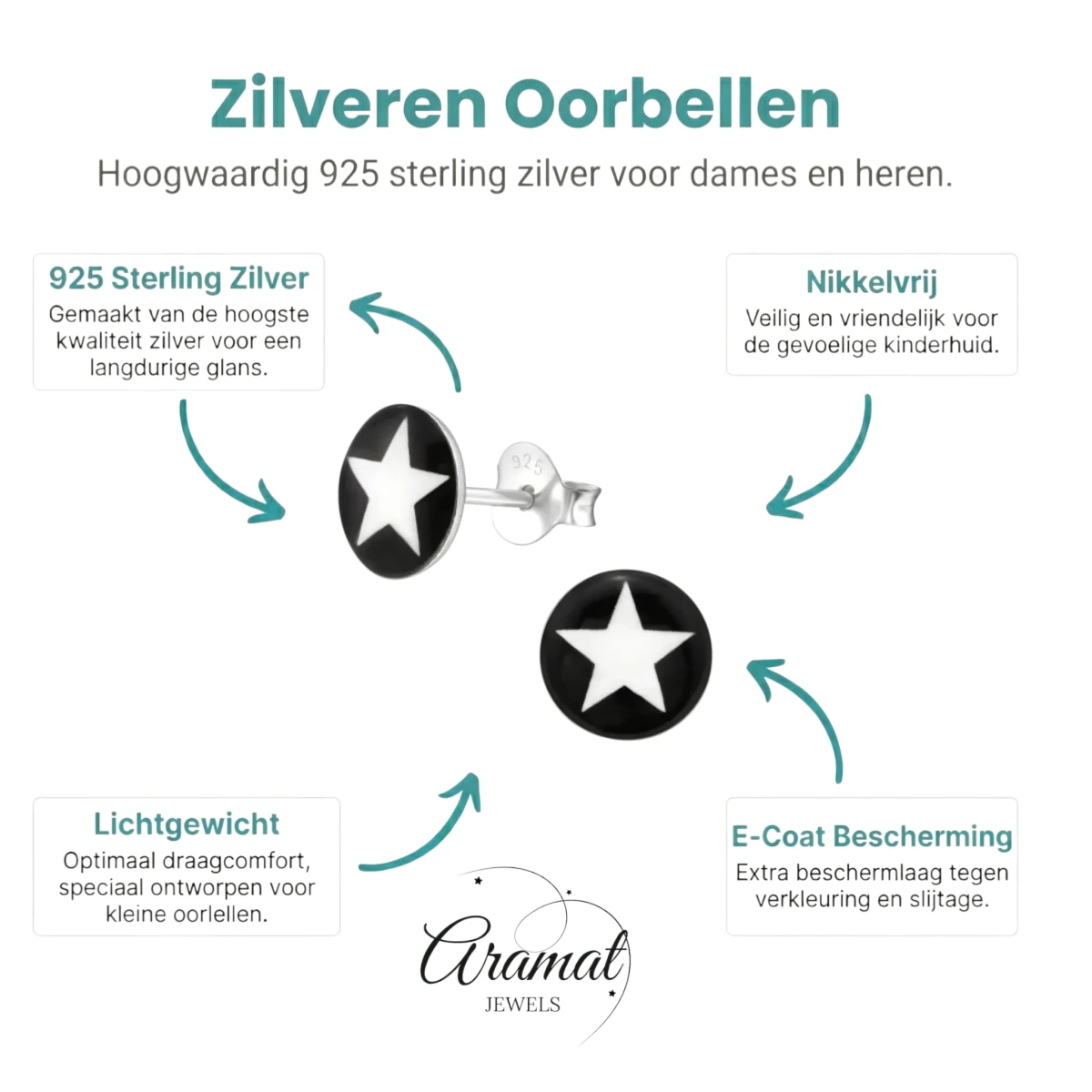 Zilveren Ster Oorbellen - Aramat Jewels Set -