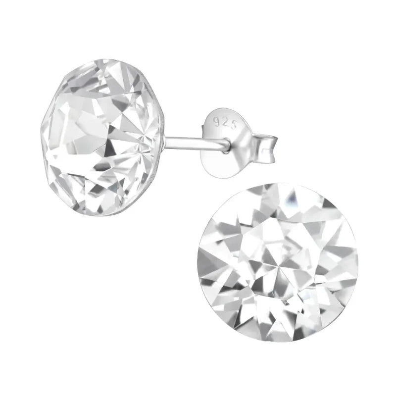 Zilveren Kristal Oorbellen 925 Zilver - Stralende Rondes -