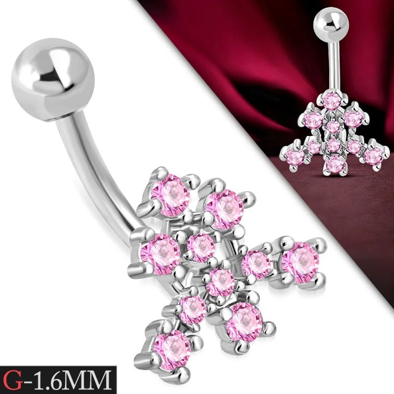 Roze Zirkonia Stalen Navelpiercing staal - Unisex