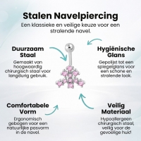 Roze Zirkonia Stalen Navelpiercing staal - Unisex
