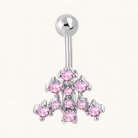 Roze Zirkonia Stalen Navelpiercing staal - Unisex