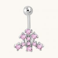 Roze Zirkonia Stalen Navelpiercing staal - Unisex