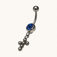 Diepblauw Stalen Navelpiercing met kruisje - Unisex