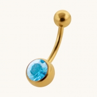 Navelpiercing met Zirkonia Steentje goudkleur - Aqua Blauw - Unisex