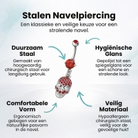 Rode Doodshoofd Stalen Navelpiercing - Unisex