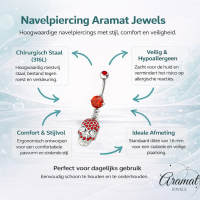 Rode Doodshoofd Stalen Navelpiercing - Unisex