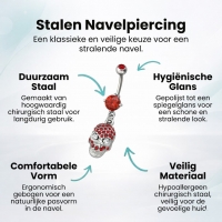 Rode Doodshoofd Stalen Navelpiercing - Unisex