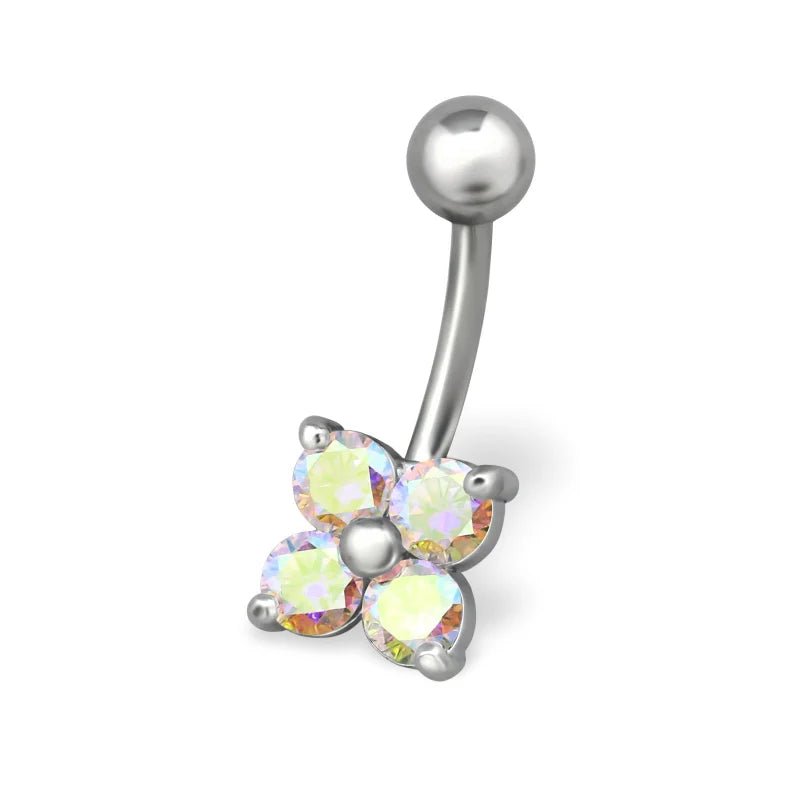 Zirkonia Bloemvormige Stalen Navelpiercing - Unisex