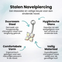Zirkonia Bloemvormige Stalen Navelpiercing - Unisex