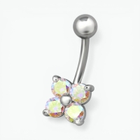Zirkonia Bloemvormige Stalen Navelpiercing - Unisex