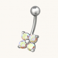 Zirkonia Bloemvormige Stalen Navelpiercing - Unisex