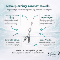 Zilverkleurige Veertjes Navelpiercing - Unisex