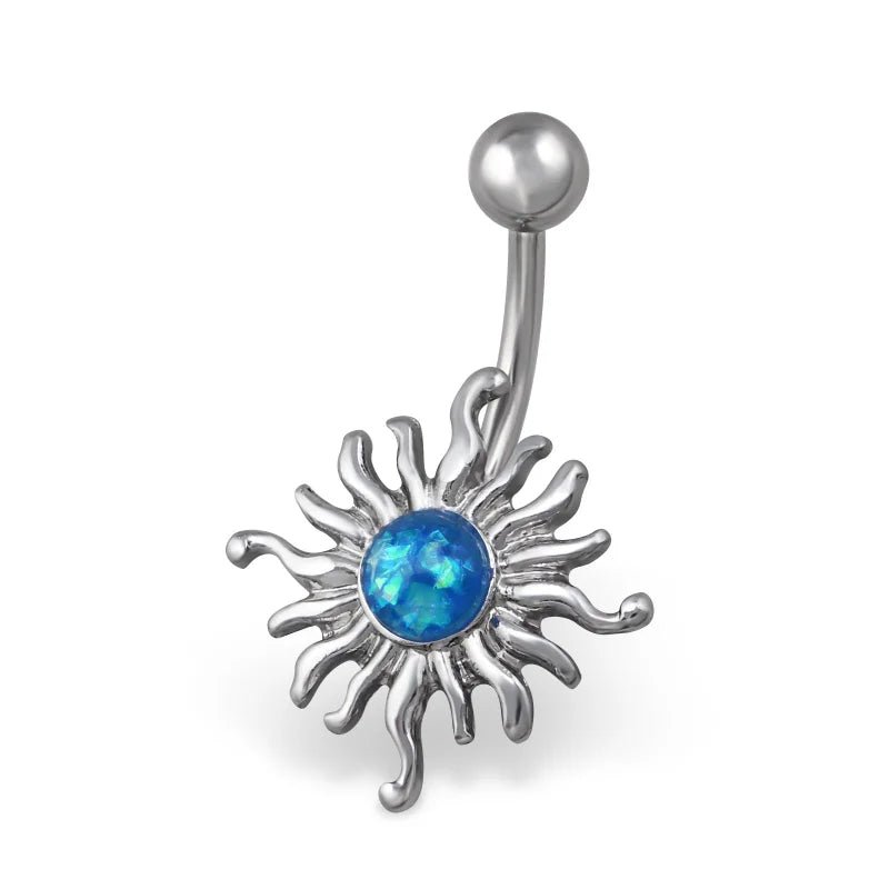 Stalen Blauwe Opaal Zon Navelpiercing met Zon - Unisex