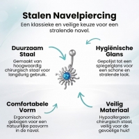 Stalen Blauwe Opaal Zon Navelpiercing met Zon - Unisex