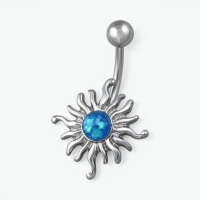 Stalen Blauwe Opaal Zon Navelpiercing met Zon - Unisex