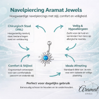Stalen Blauwe Opaal Zon Navelpiercing met Zon - Unisex