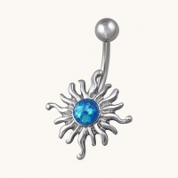 Stalen Blauwe Opaal Zon Navelpiercing met Zon - Unisex