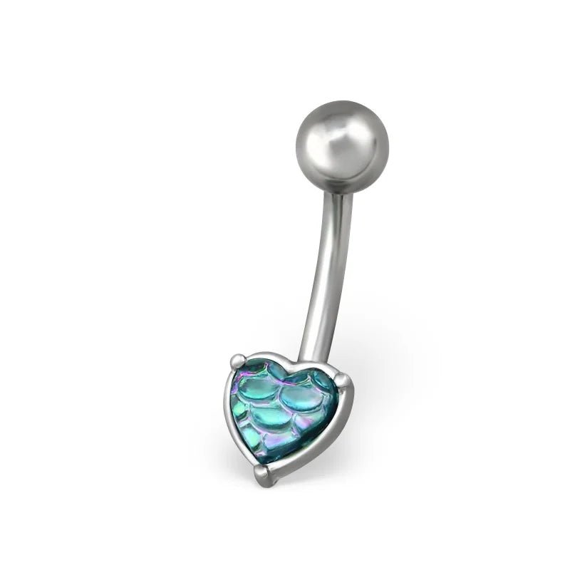 Stalen navelpiercing met opaal hartje - Unisex